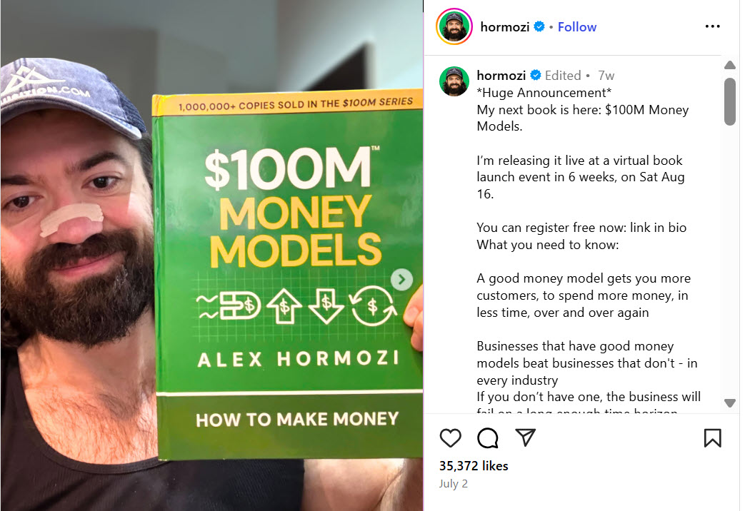 alex hermozi nonfiction book launch